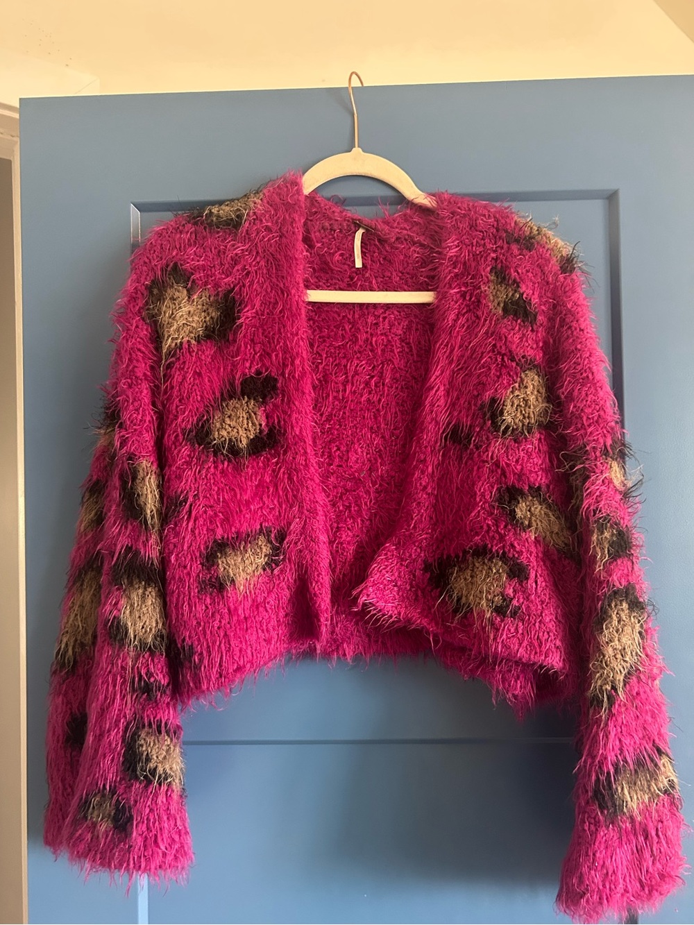Free People Fuzzy Cheetah Cardigan